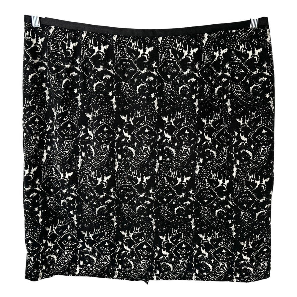 Talbots Plus size 20W Skirt Black White Print Textured Pencil Career Holiday 309